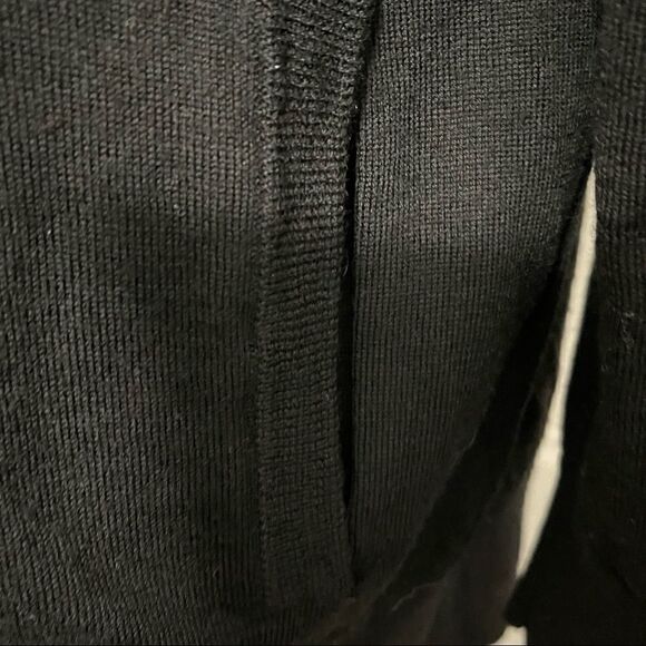 The Kooples Black Merino Wool Sweater with Lambskin Zebra Print Pocket. Size S - Picture 7 of 10